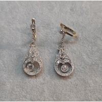 PENDIENTES<BR>PENDIENTES LARGOS ANTIGUOS EN ORO AMAR...